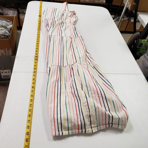 J Crew Womens Rainbow Stripe Tiered Maxi Dress Size 10 Preppy Vacation Stretch - Picture 14 of 16